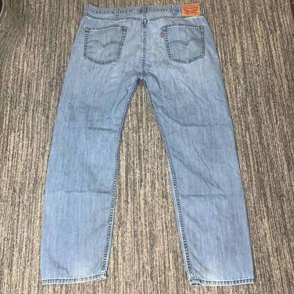 Levis 505 Mens Size 40x32 Water Less Denim Jeans Blue Light Wash Grunge Worn - Picture 6 of 7